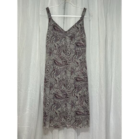 VTG Y2K Paisley 100% Silk Dress Midi Dress Grunge Sleeveless Babydoll Size 12P - Picture 1 of 9